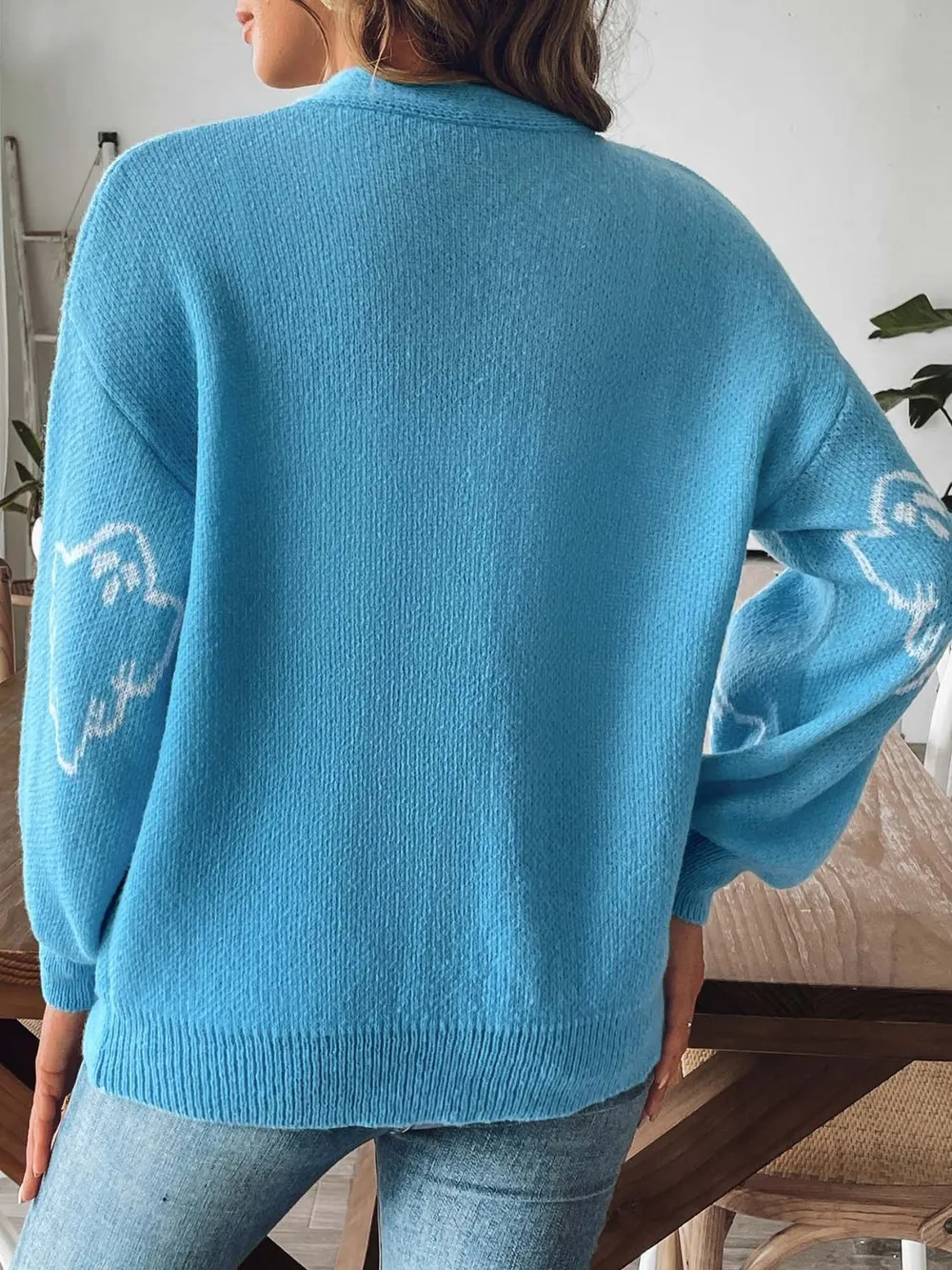 V-Neck Dropped Shoulder Cardigan, image 6