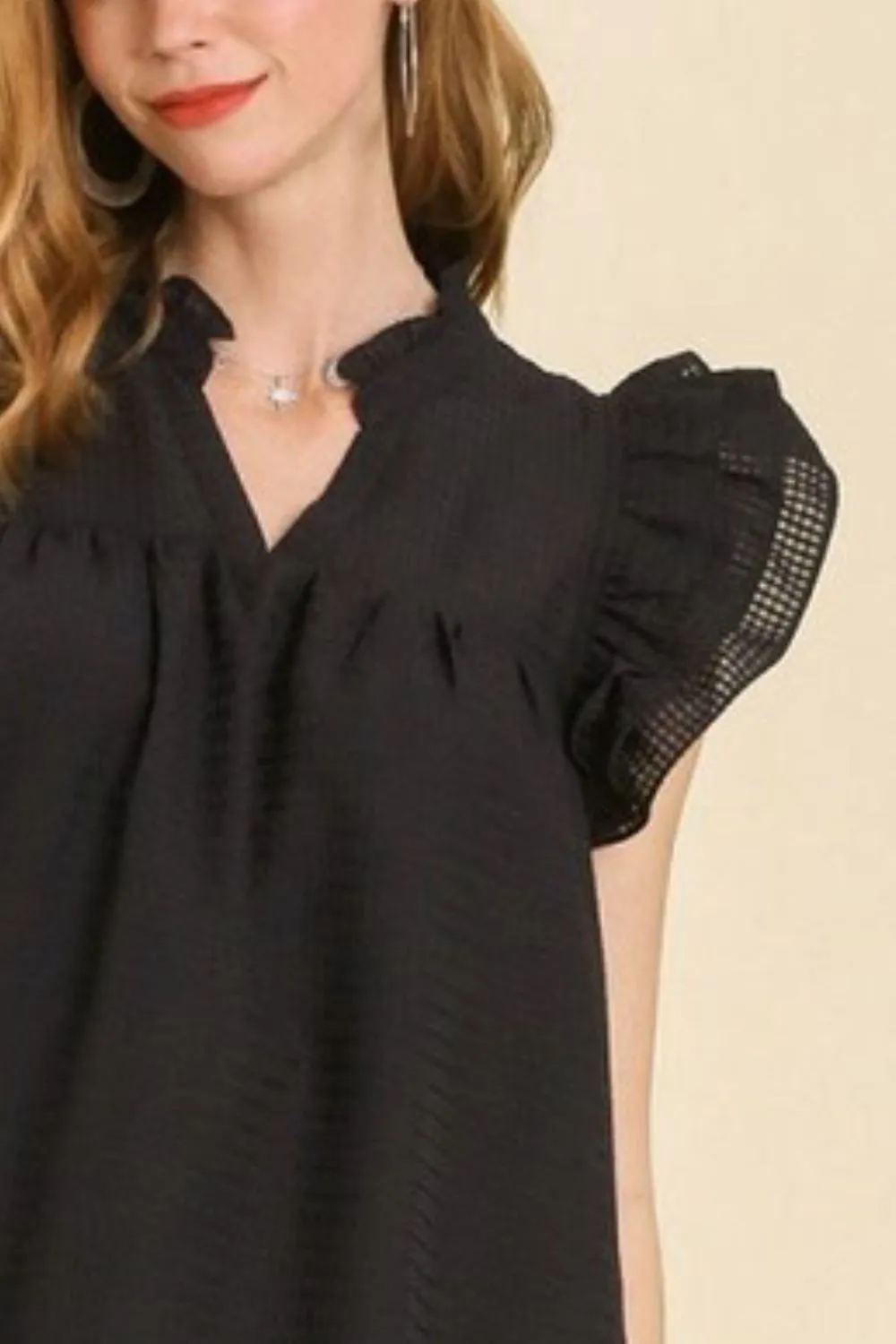 Full Size Layered Ruffle Sleeve Mini Dress Plus Size, image 3