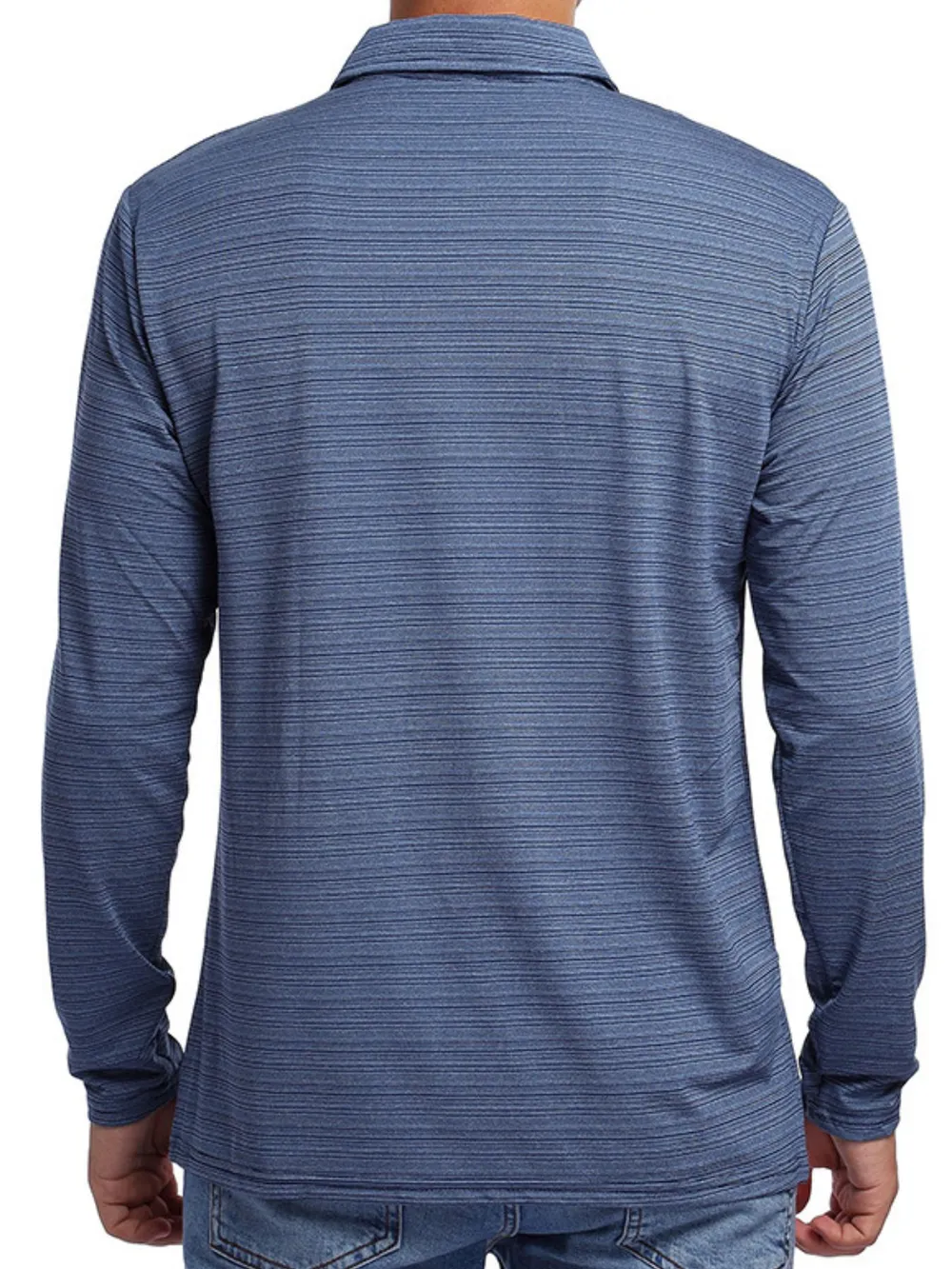 Men's Striped Long Sleeve Polo Shirt, image 3