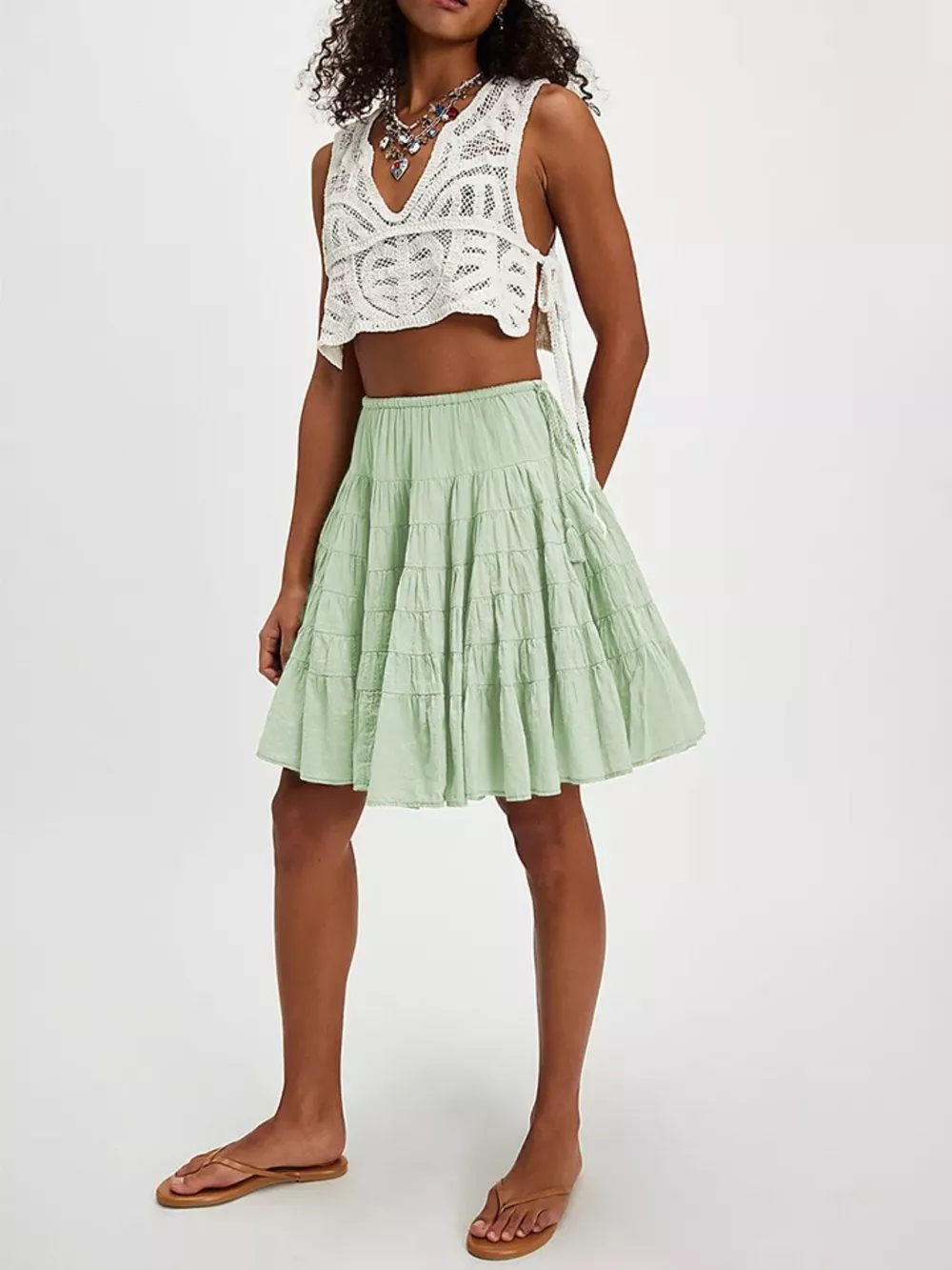 Tiered Drawstring Mini Skirt, image 6