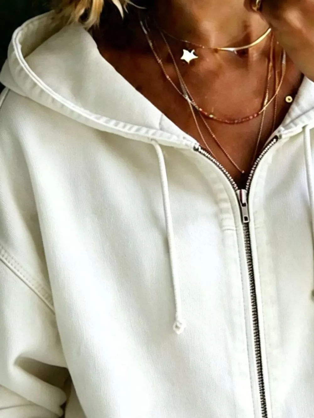 Full Size Zip-Up Dropped Shoulder Hoodie Plus Size, image 2