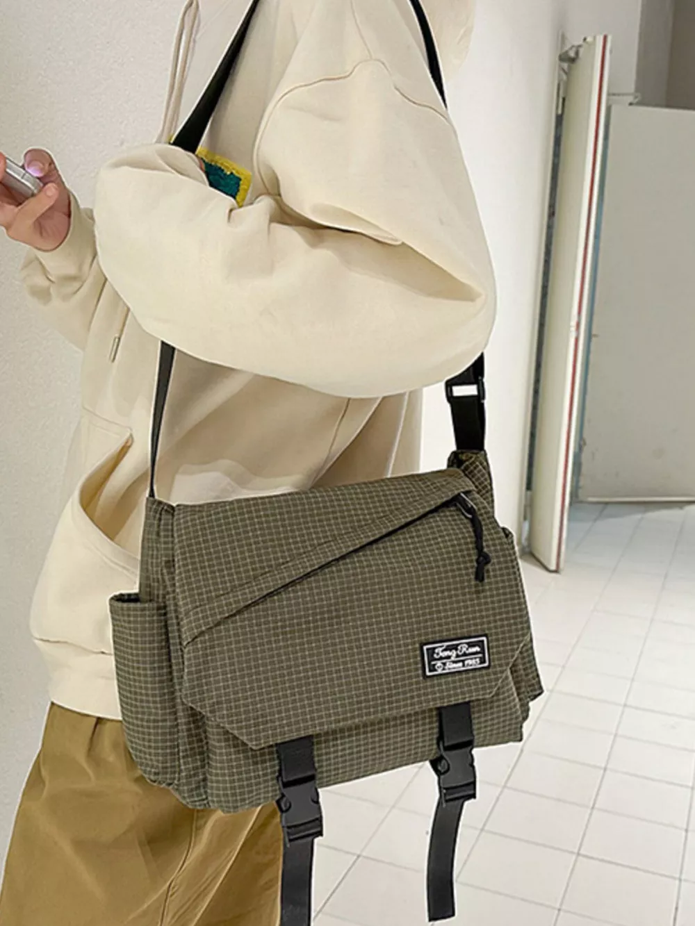 Plaid Buckle Flap Crossbody Bag, image 10