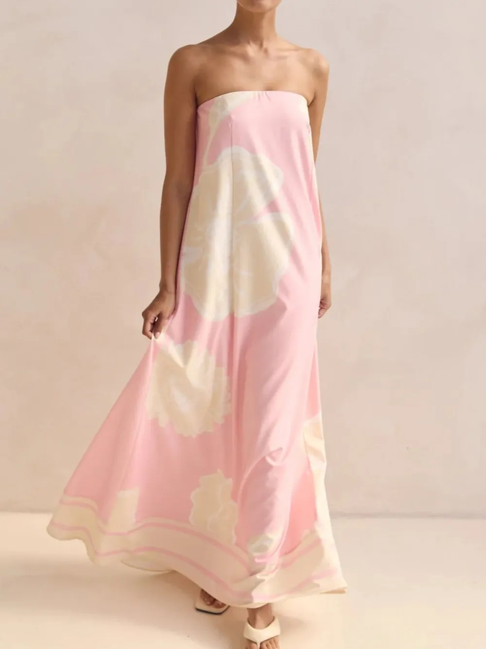 Smocked Printed Tube Maxi Dress, image 25
