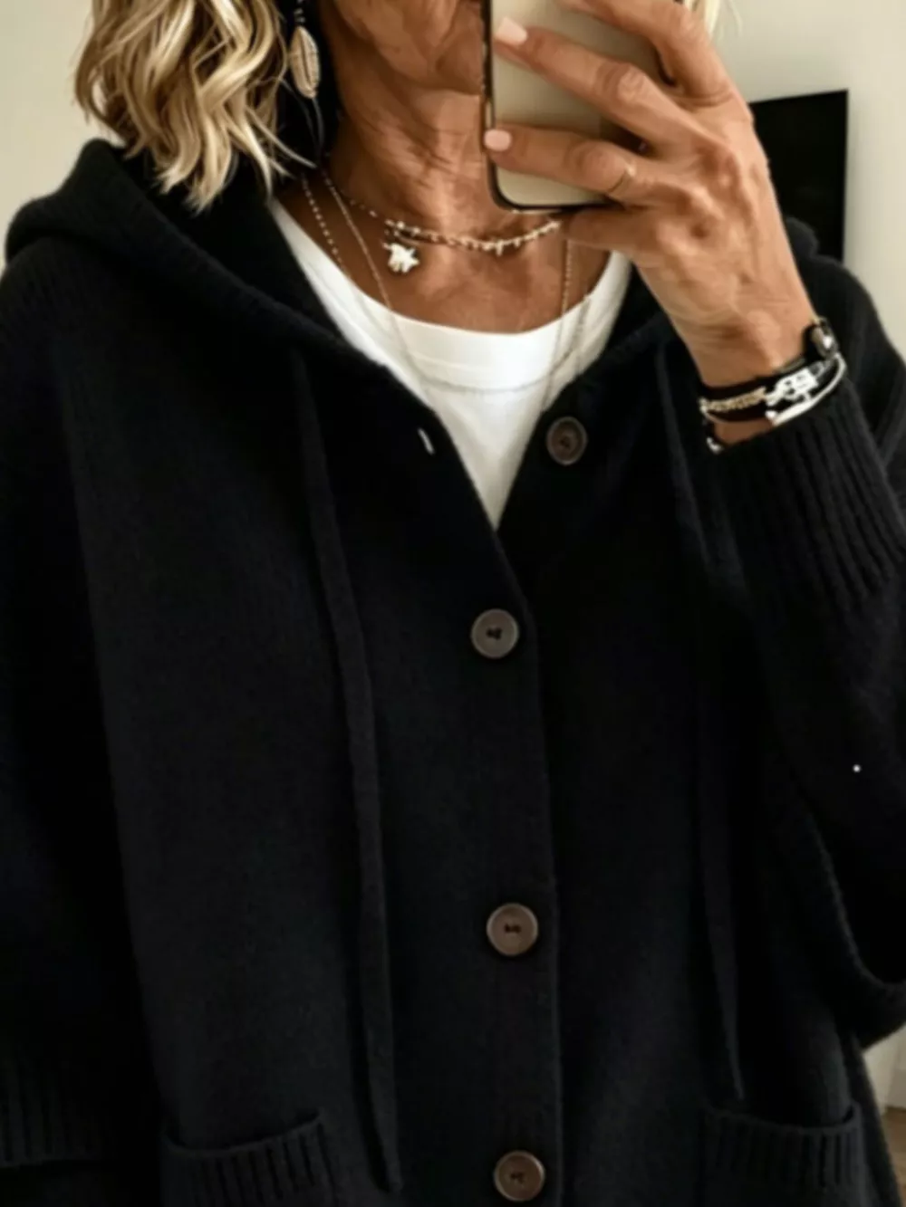 Full Size Casual Hooded Button-Down Knit Cardigan with Pockets Plus Size, image 17