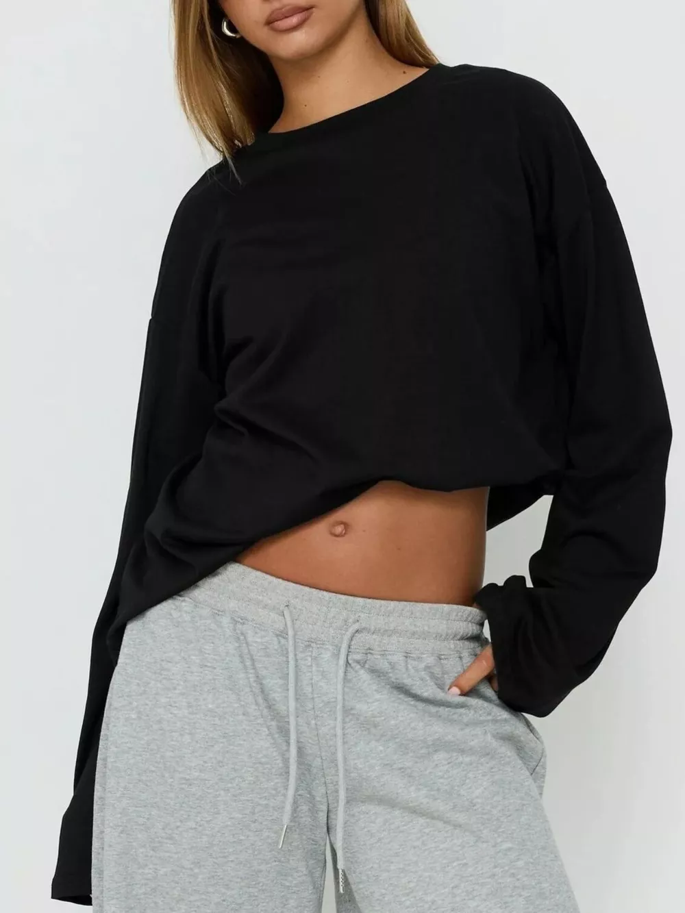Oversized Long Sleeve Crew Neck T-Shirt, image 8