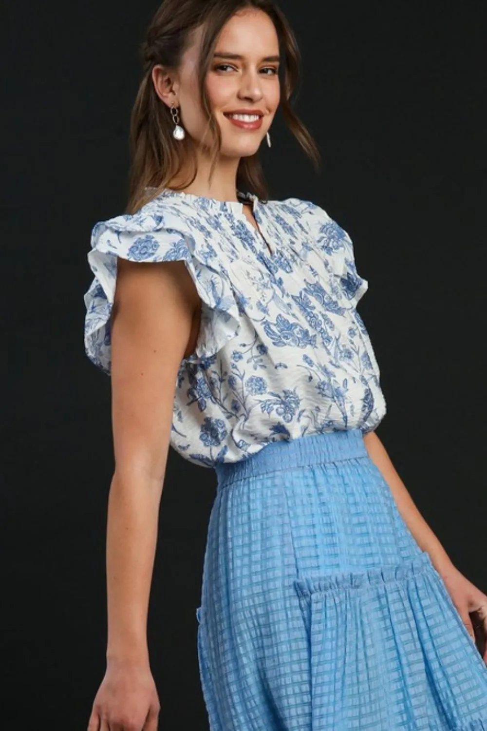 Full Size Two Tone Boxy Cut Floral Print Blouse Plus Size, image 2