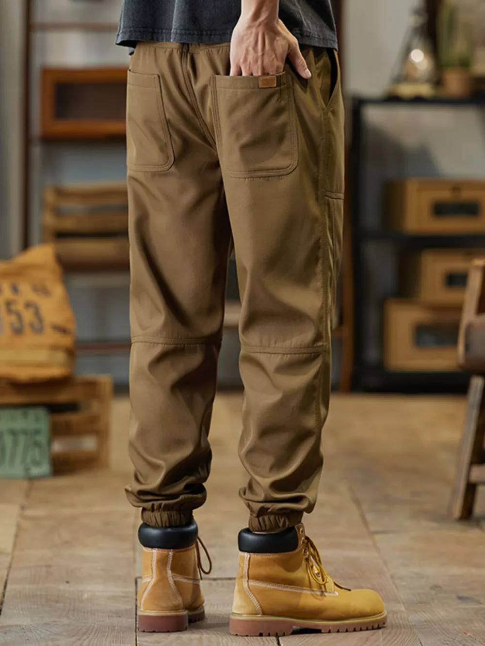 Men's Plus Size Elastic Waist Joggers, image 3