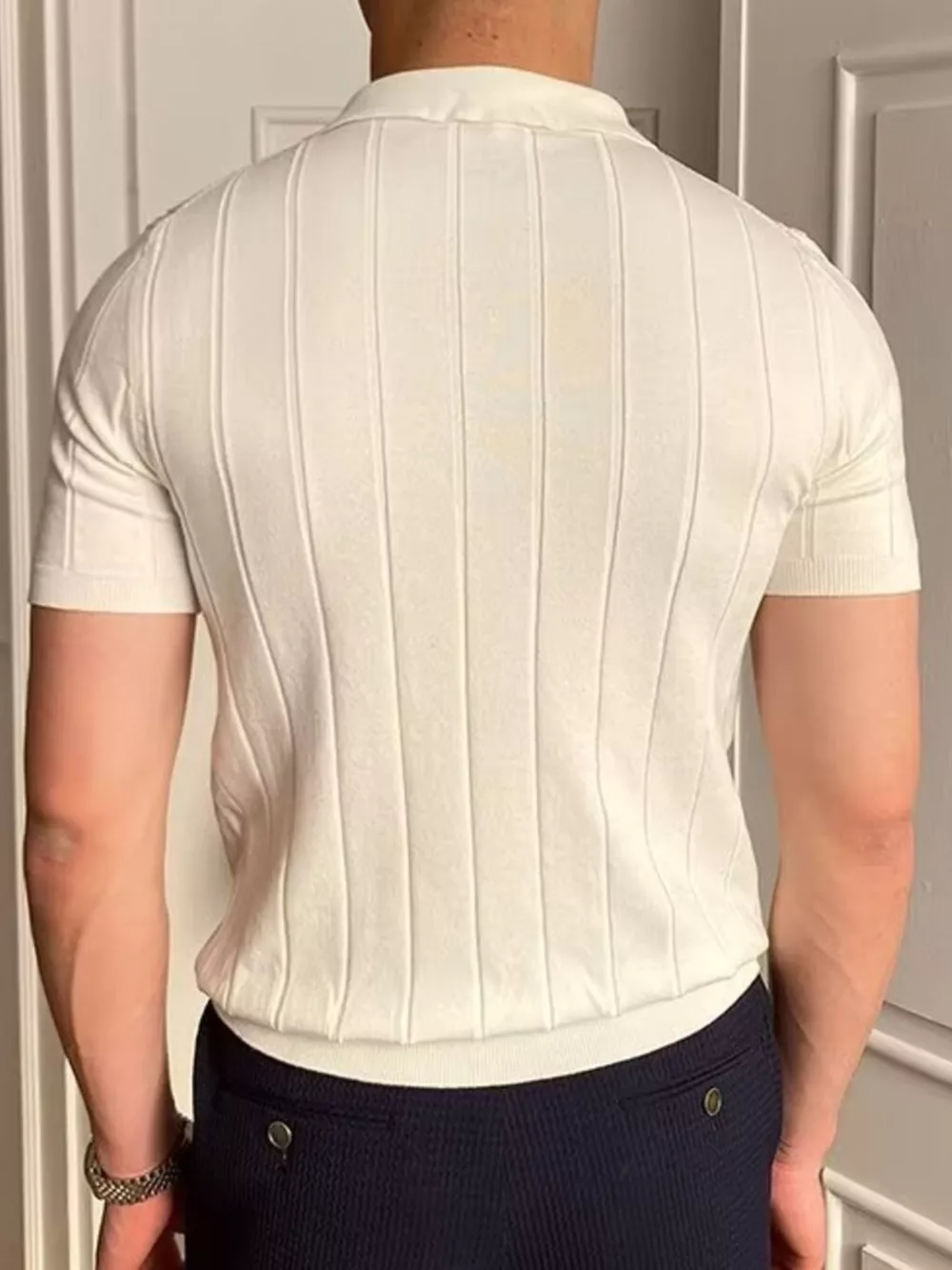 Men's Plus Size Slim Fit Knitted Polo Shirt, image 4
