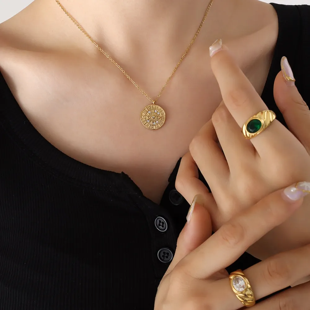 Zircon Titanium Steel Timepiece Shape Necklace, image 4