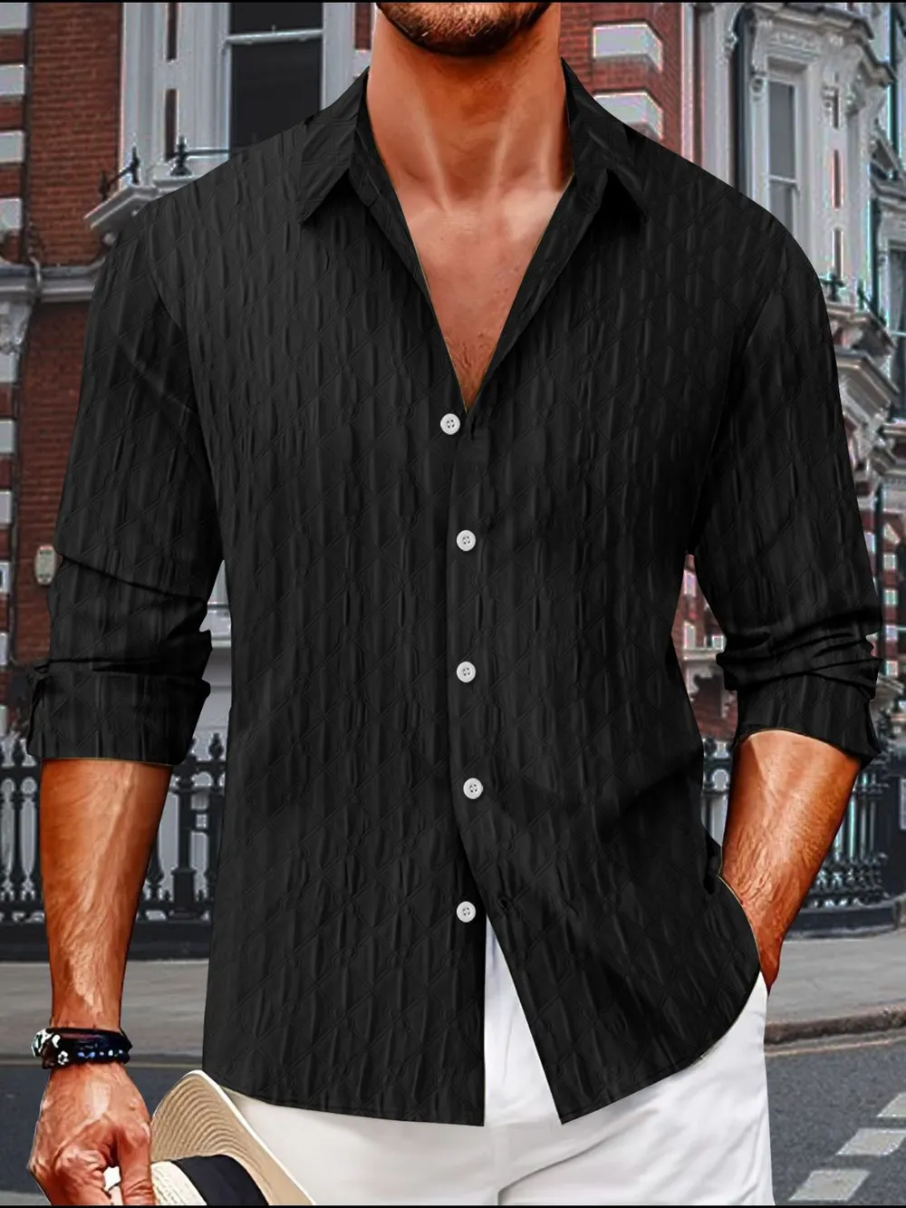 Men's Full Size Button Up Long Sleeve Shirt Plus Size