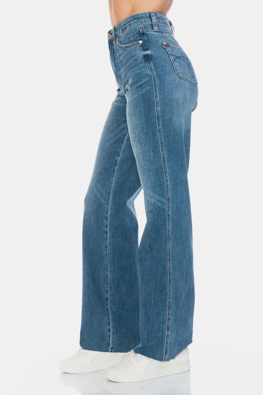 Full Size Tummy Control Cut Raw Hem Straight Jeans, image 9