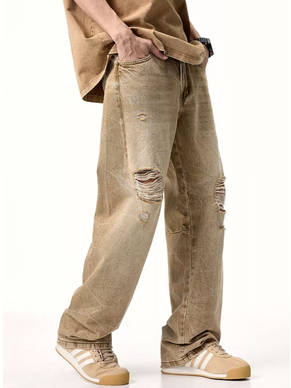 Men's Distressed Relaxed Fit Jeans, image 5