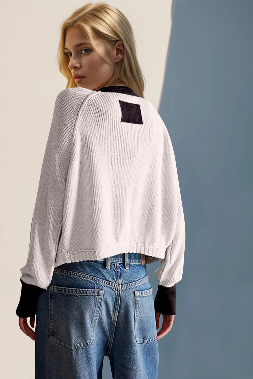 Contrast Button Up Long Sleeve Cardigan, image 13