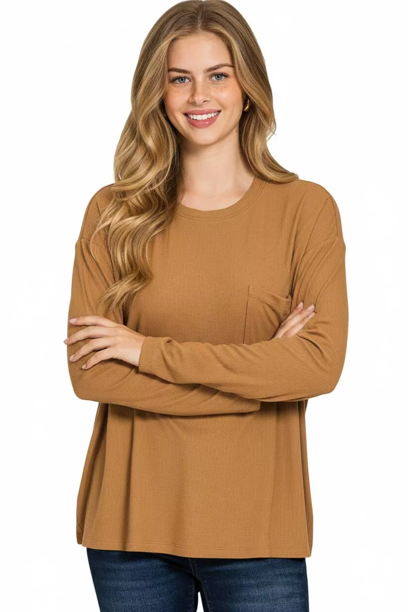 Ribbed Rayon Span Dolman Sleeve Top, image 2