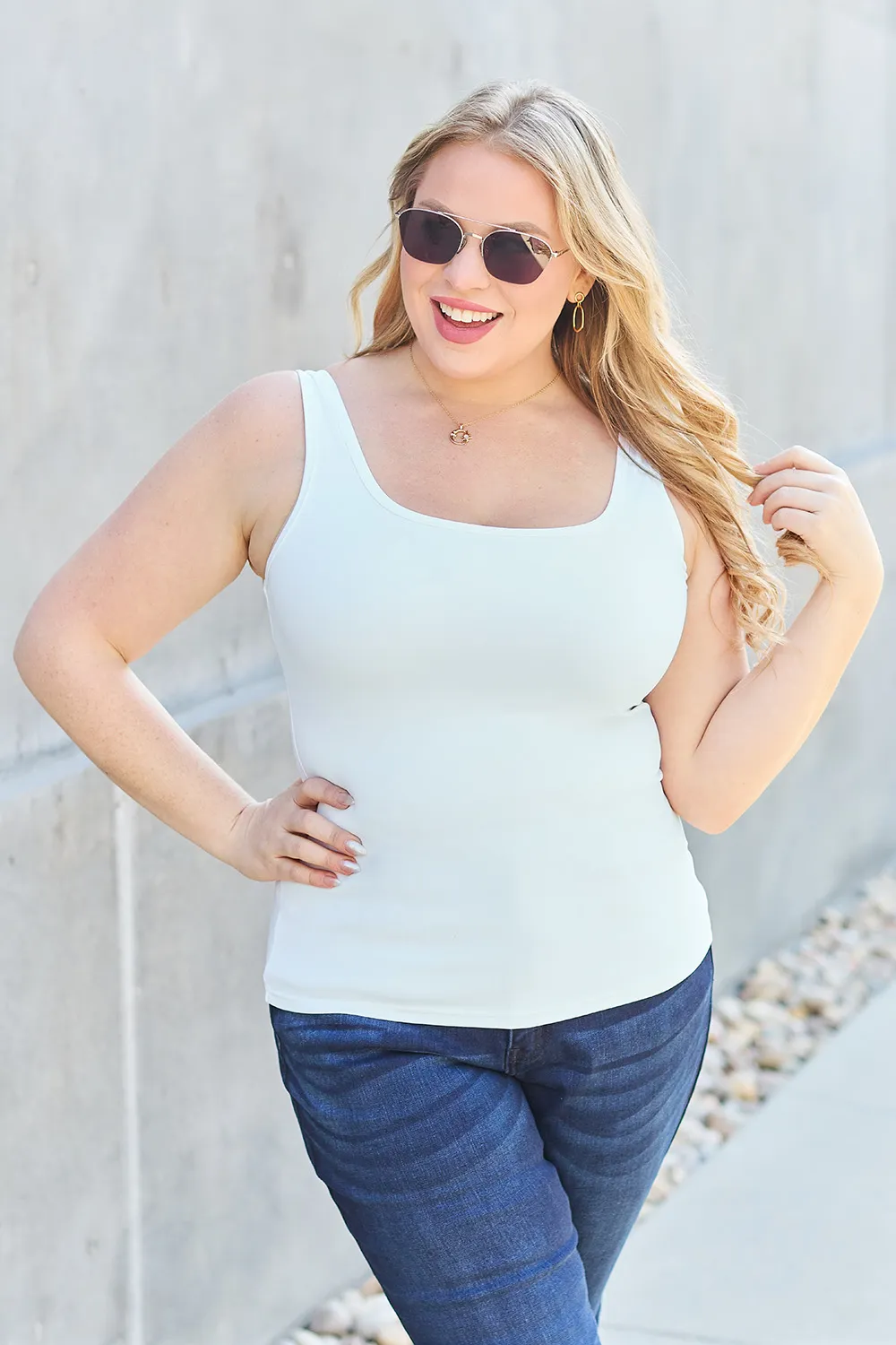 Full Size Square Neck Wide Strap Tank, image 33
