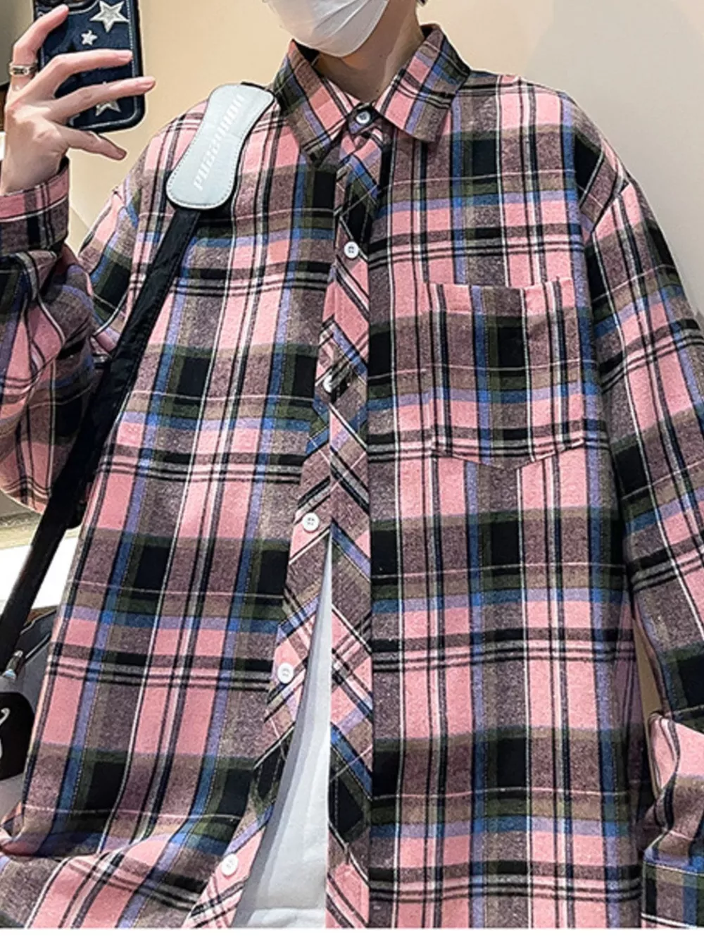 Men's Full Size Casual Plaid Long Sleeve Shirt Plus Size, image 3