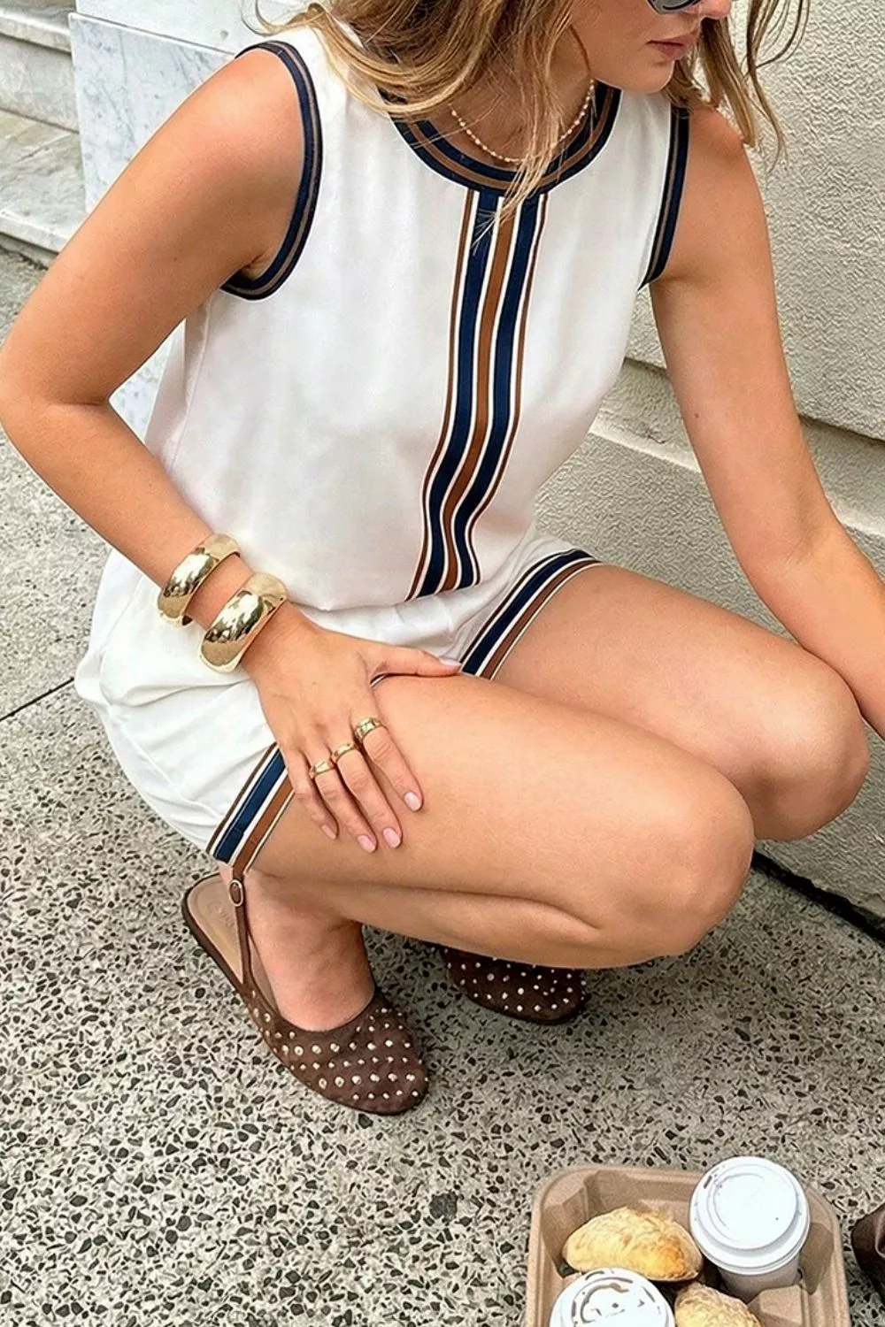 Striped Sleeveless Top and Shorts Set, image 5
