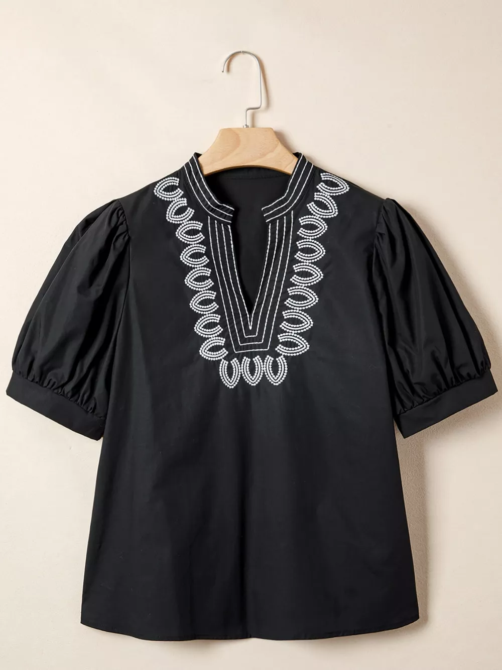 Notched Puff Sleeve Blouse, image 4