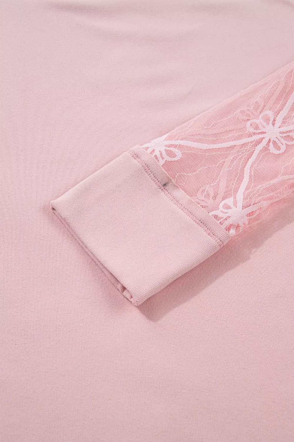 Solid Color Bow Textured Patchwork Long Sleeve Tee, image 8