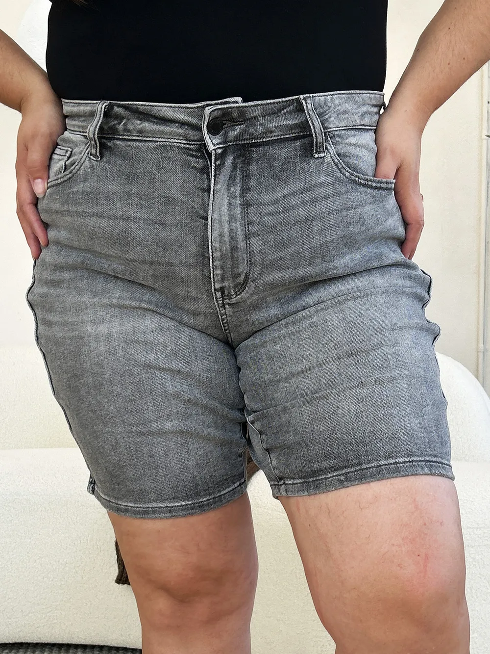 Full Size High Waist Washed Denim Shorts, image 13
