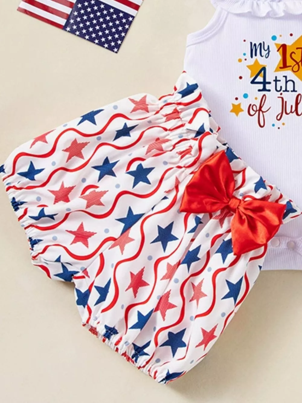 Children's Patriotic Star Print Outfit Set, image 10