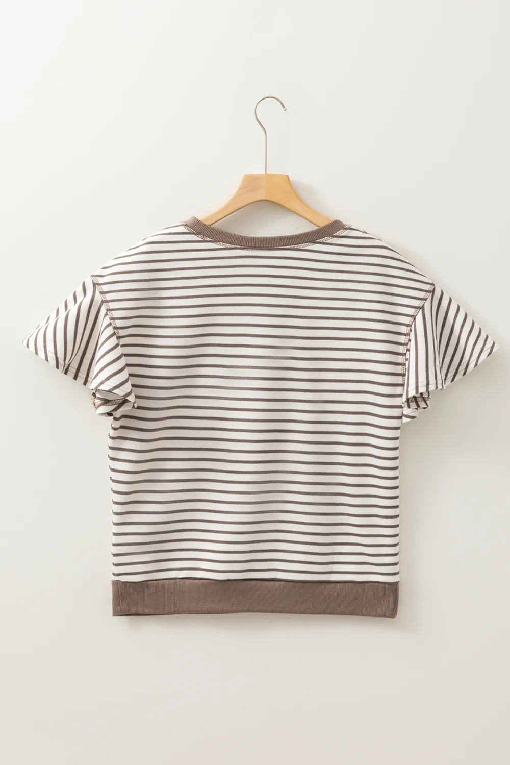 Contrast Striped Ruffle Short Sleeve Top, image 12