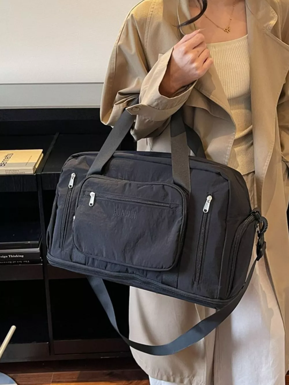 Canvas Duffel Bag with Multiple Pockets, image 2