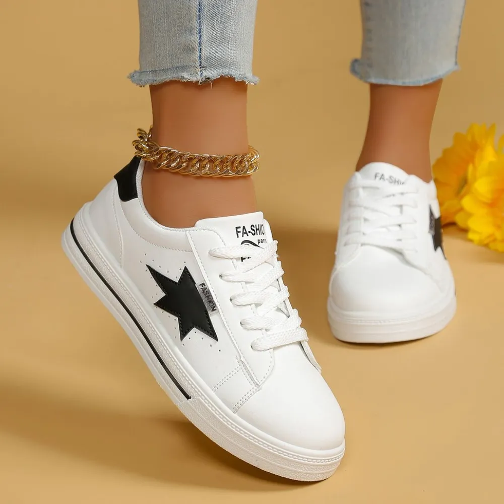 Star Round Toe Lace Up Sneakers, image 3