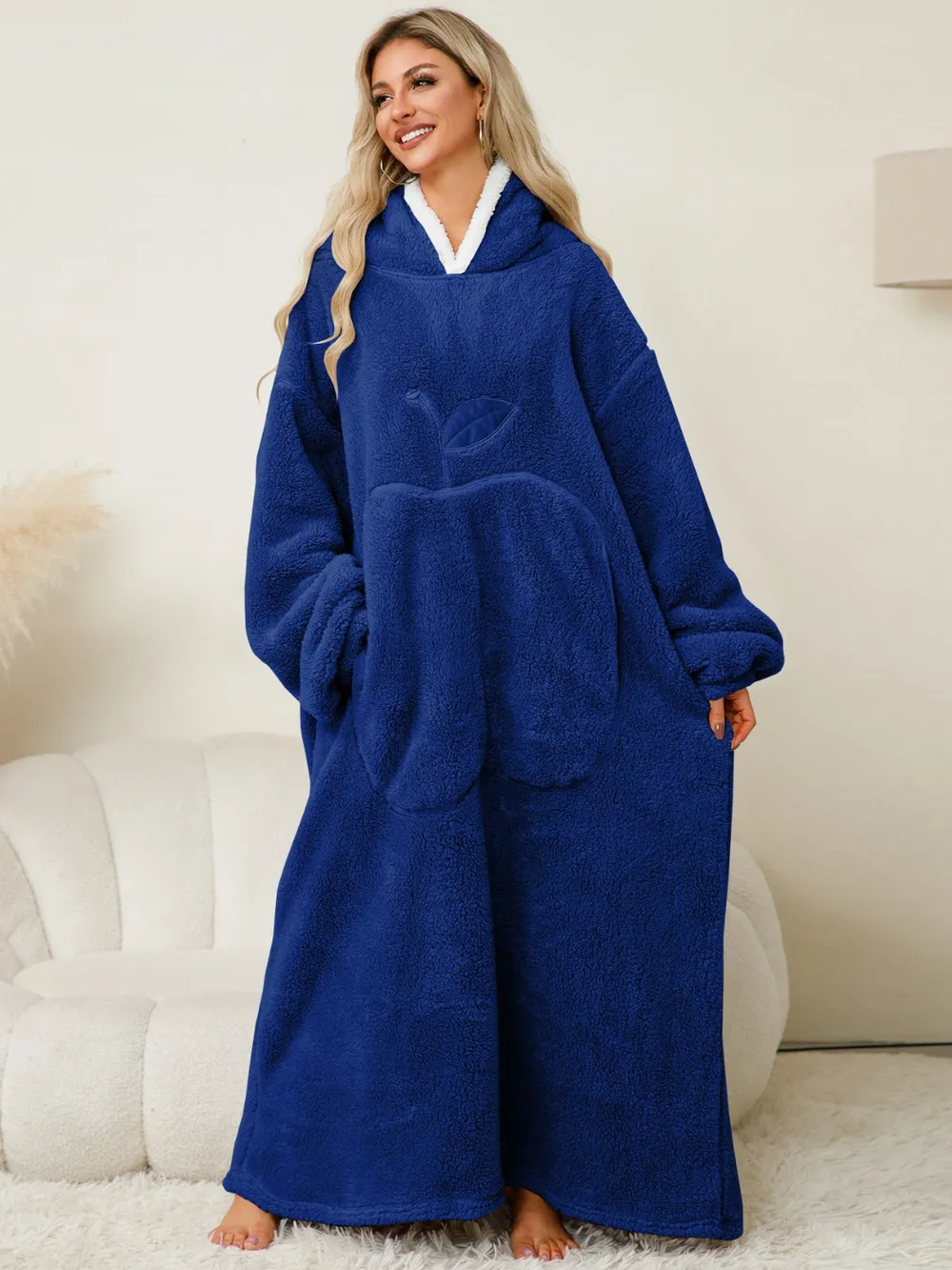 Pocketed Contrast Long Sleeve Hooded Lounge Dress, image 22