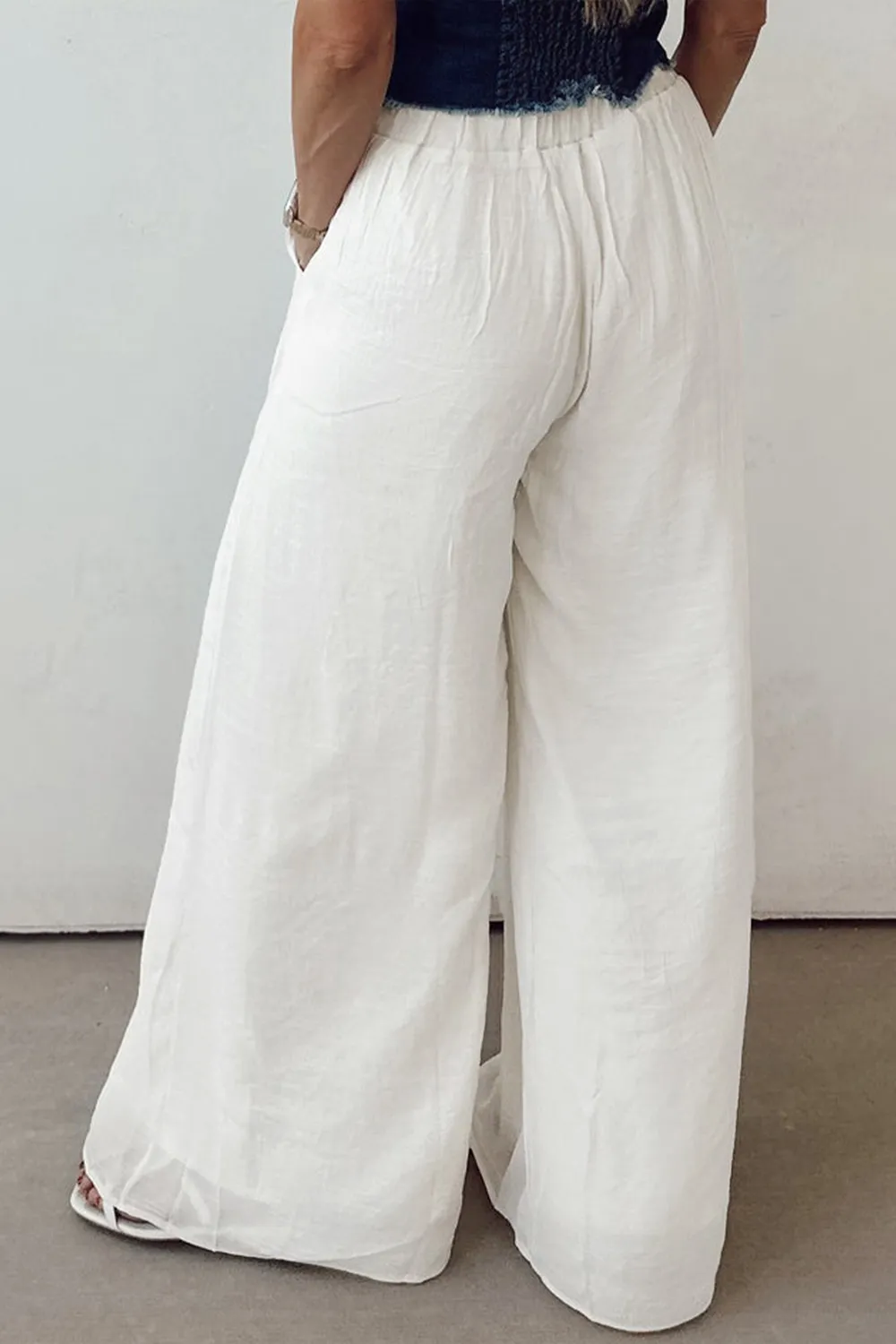 Flowy Wide Leg Pants with Drawstring Waist, image 9