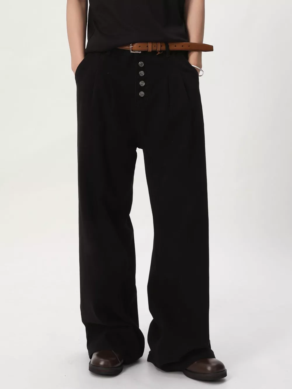 Men's Button-Fly Wide Leg Jeans, image 3
