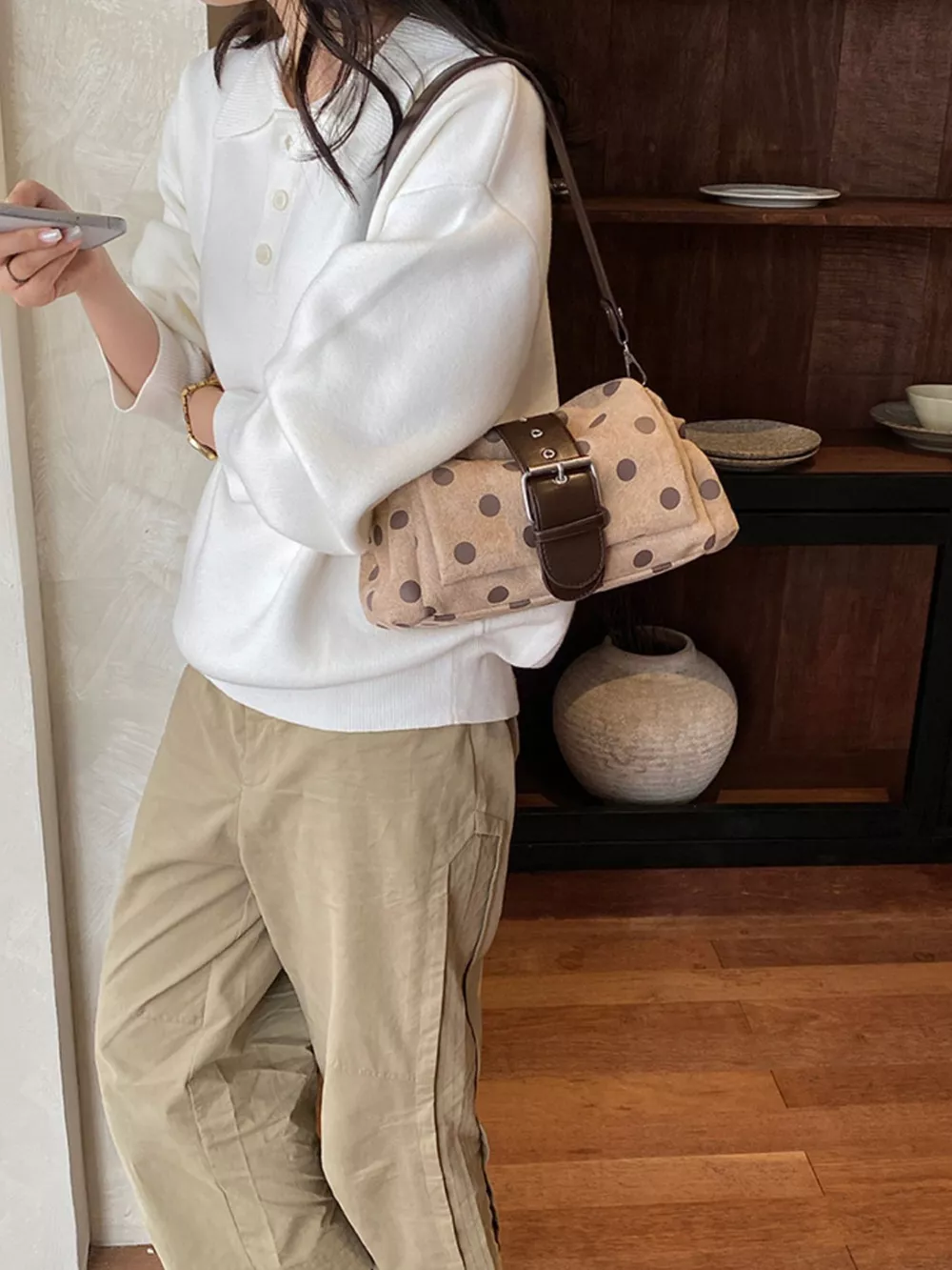 Vintage Polka Dot Shoulder Bag, image 17