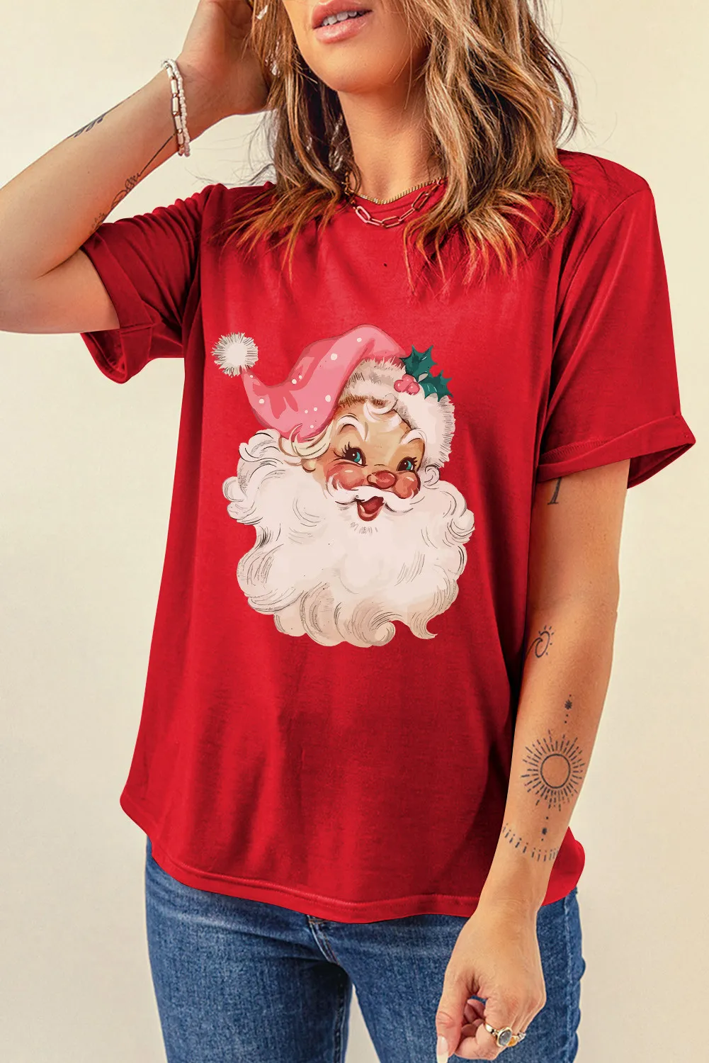 Santa Round Neck Short Sleeve T-Shirt, image 4