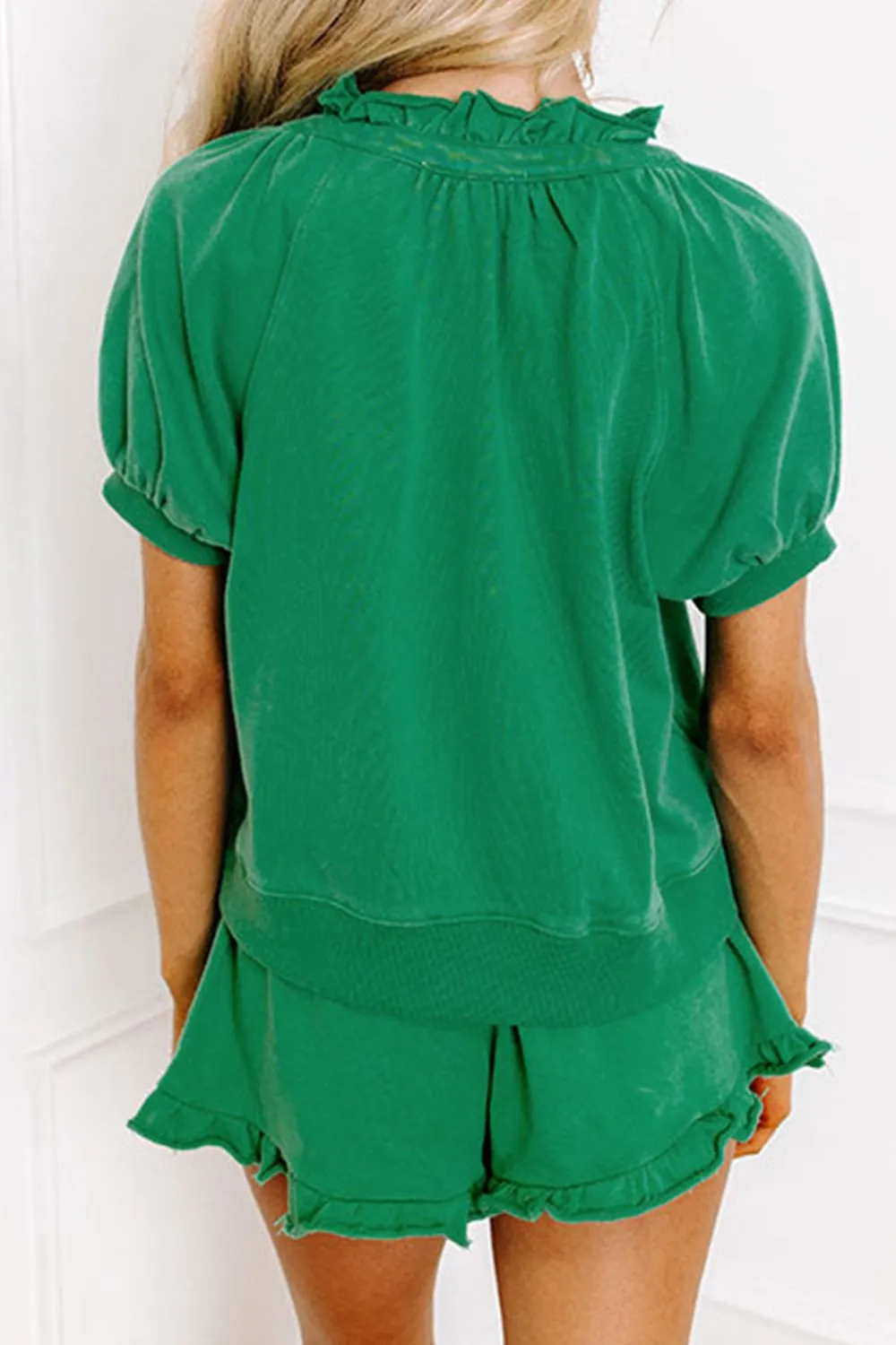 Frill Zip Front Puff Sleeve Top and Skort Set, image 17