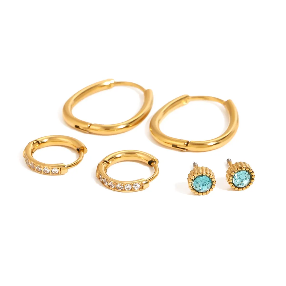 3-Piece 18K Gold-Plated Earrings, image 2