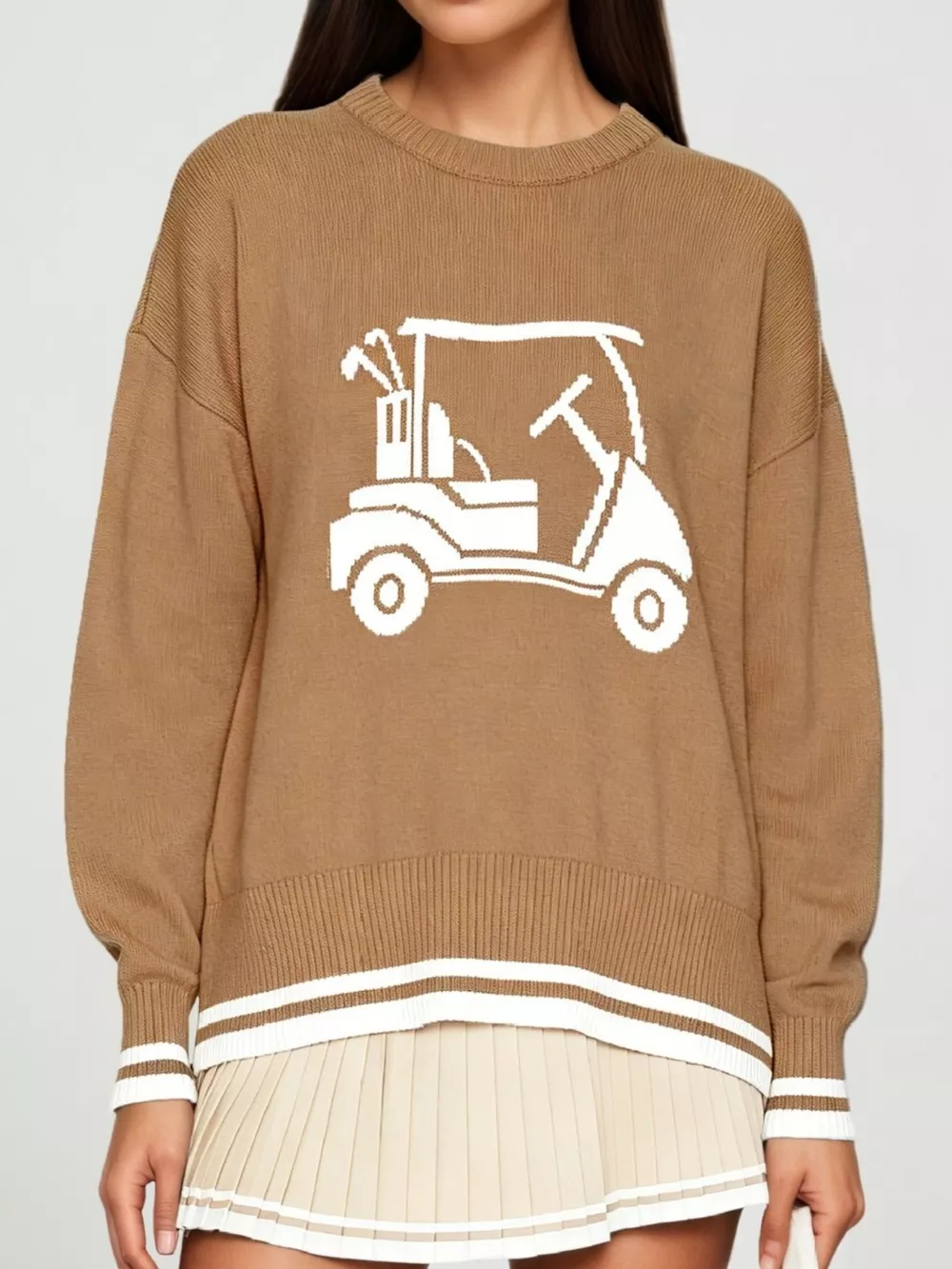 Golf Cart Graphic Dropped Shoulder Sweater, image 5