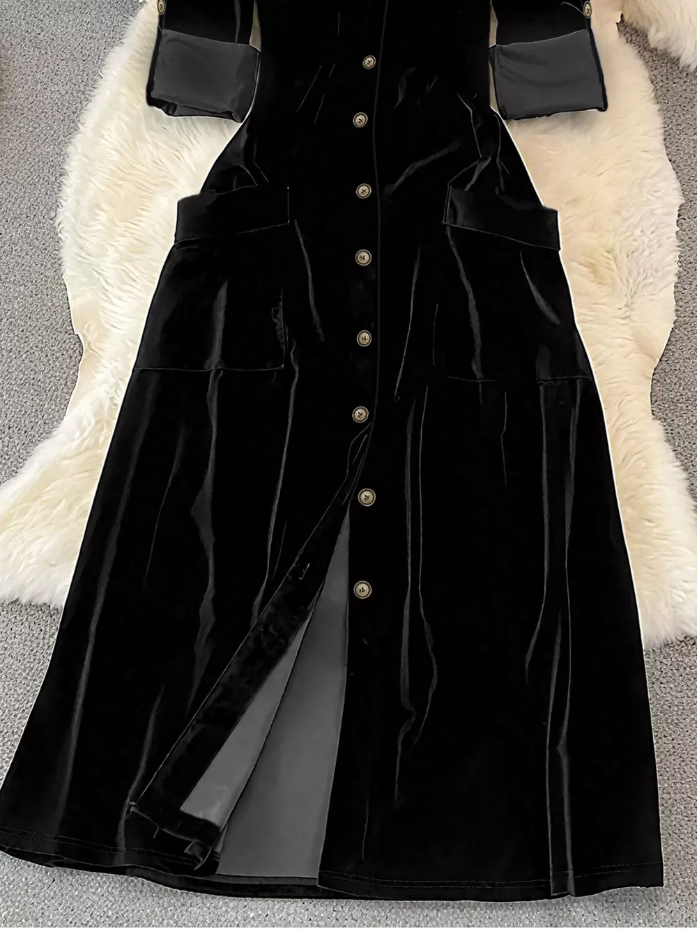 Velvet Button-Down Midi Dress, image 4