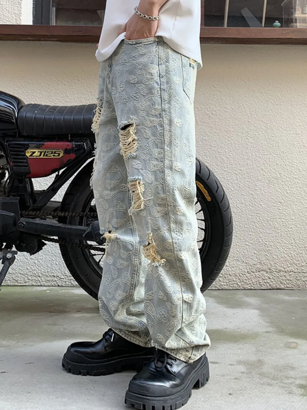 Men's Full Size Distressed Wide Leg Jeans Plus Size, image 5