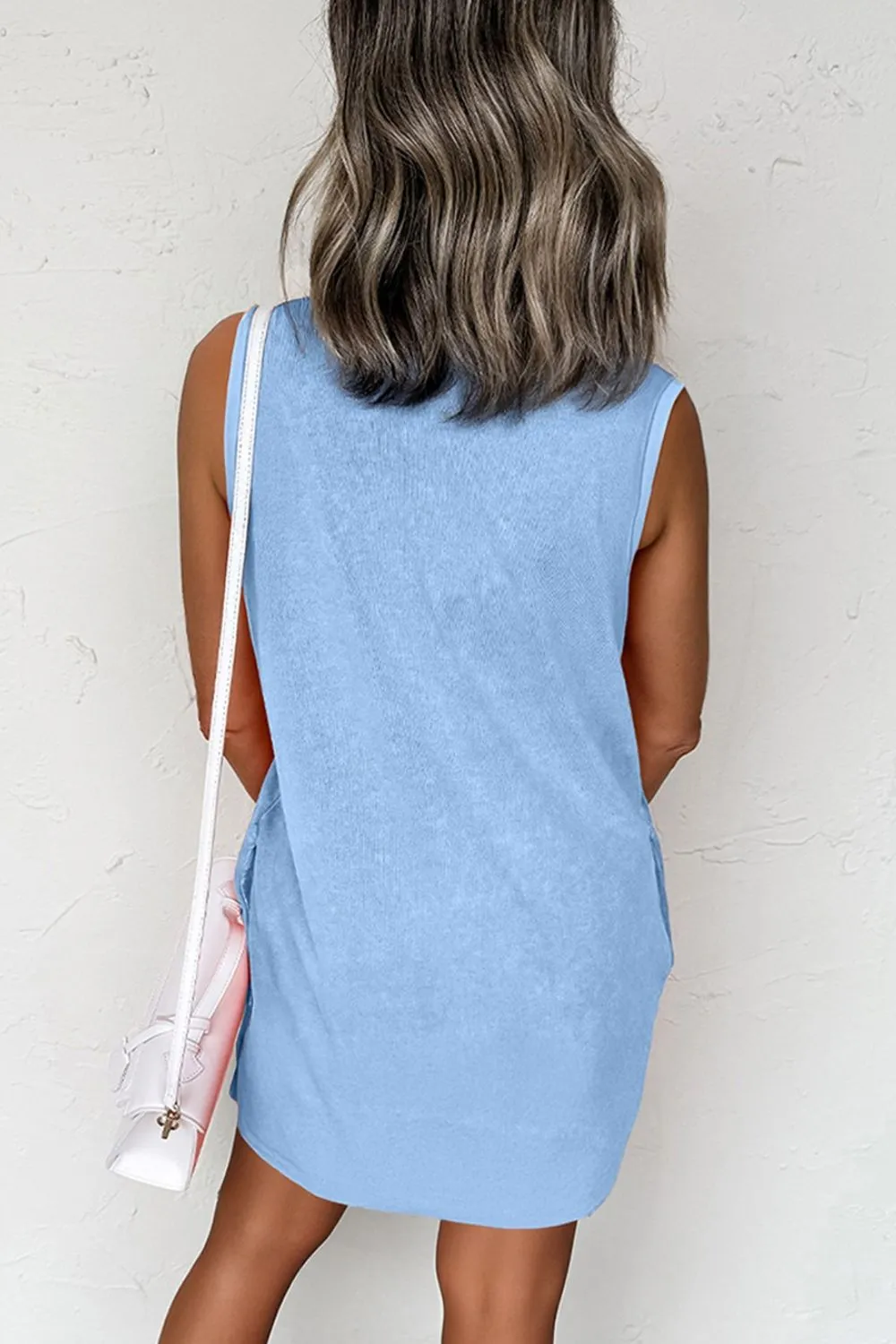 Round Neck Sleeveless Mini Dress with Pockets, image 10