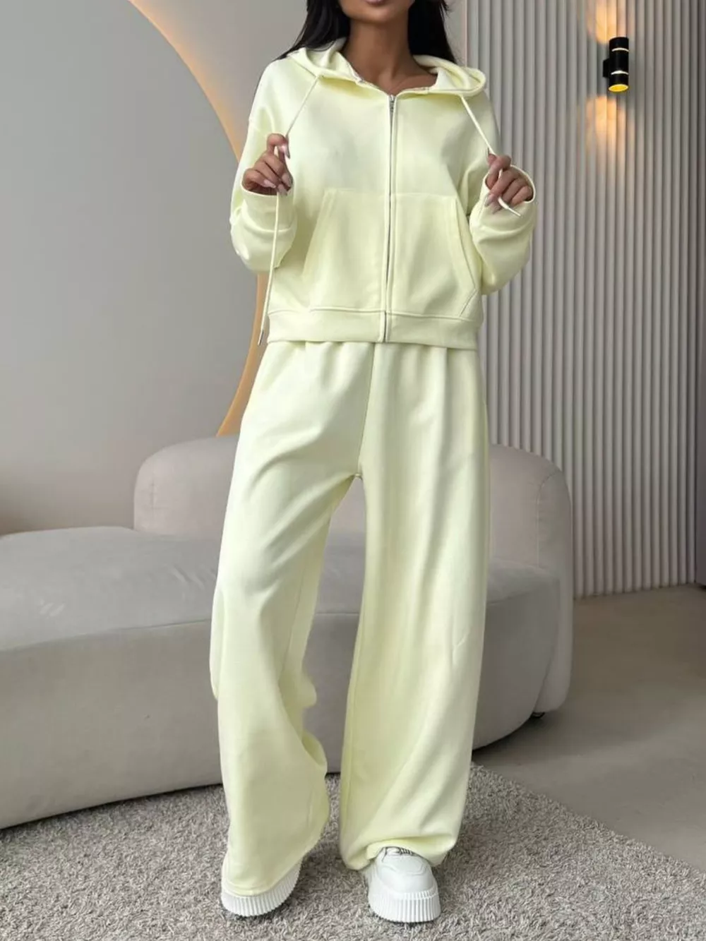 Zip-Up Hoodie and Wide-Leg Pants Set, image 27