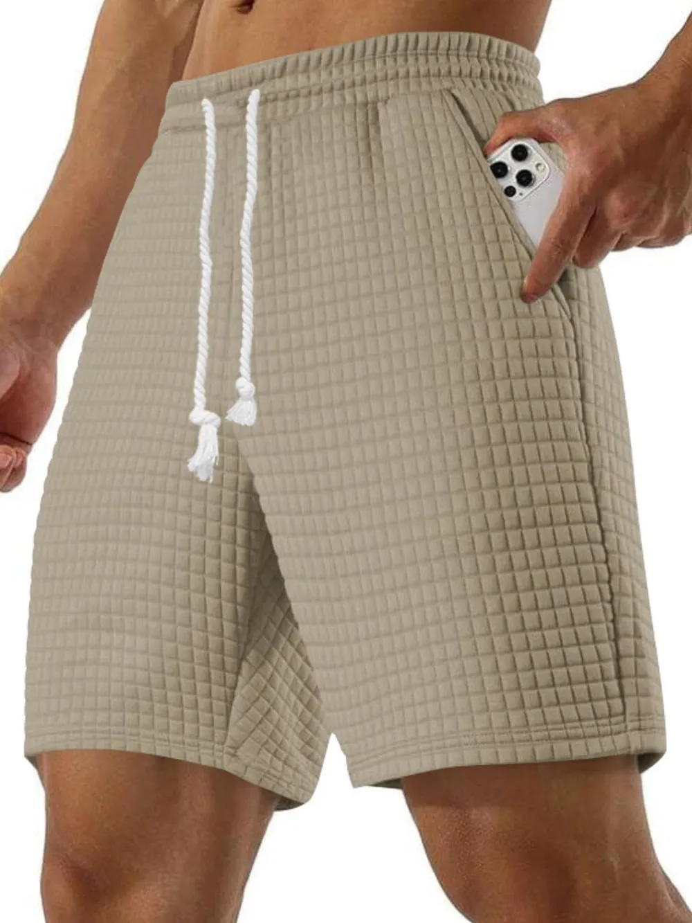 Men's Full Size Drawstring Textured Shorts Plus Size, image 5