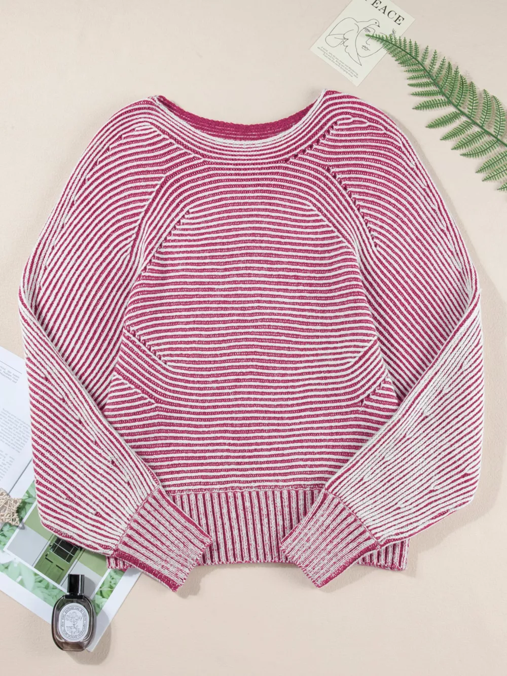 Striped Boat Neck Casual Sweater, image 12