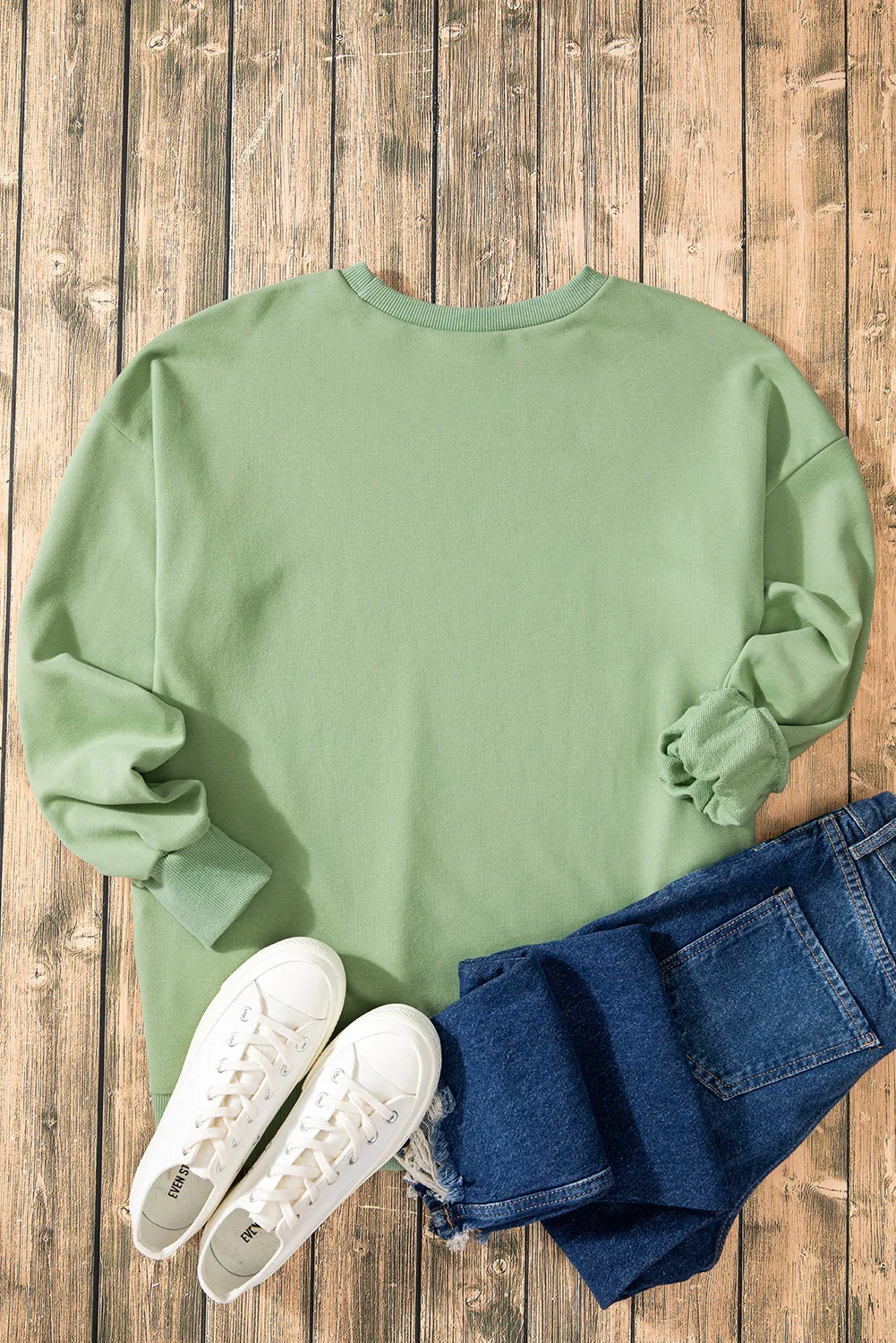 High-Low Round Neck Long Sleeve Sweatshirt, image 30