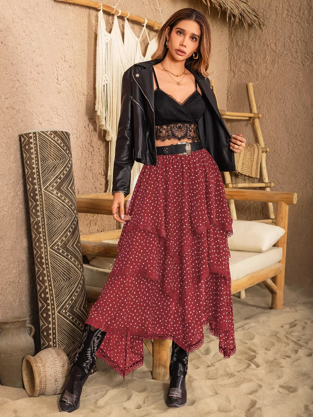 Lace Detail Layered Skirt, image 7