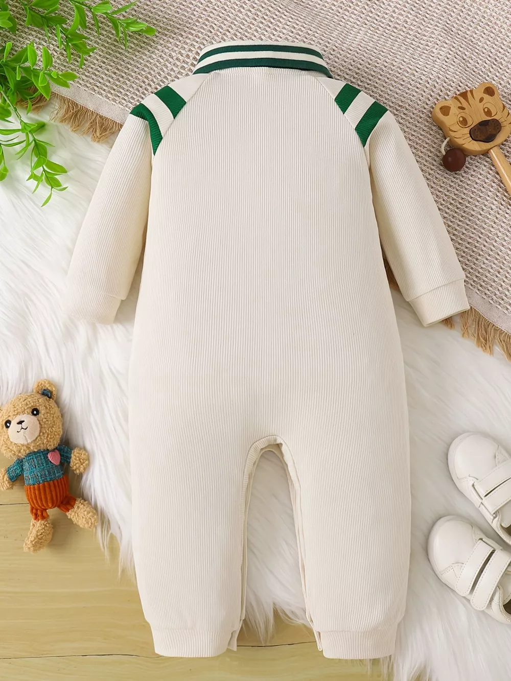 Children's Striped Collar Long Sleeve One-Piece, image 3