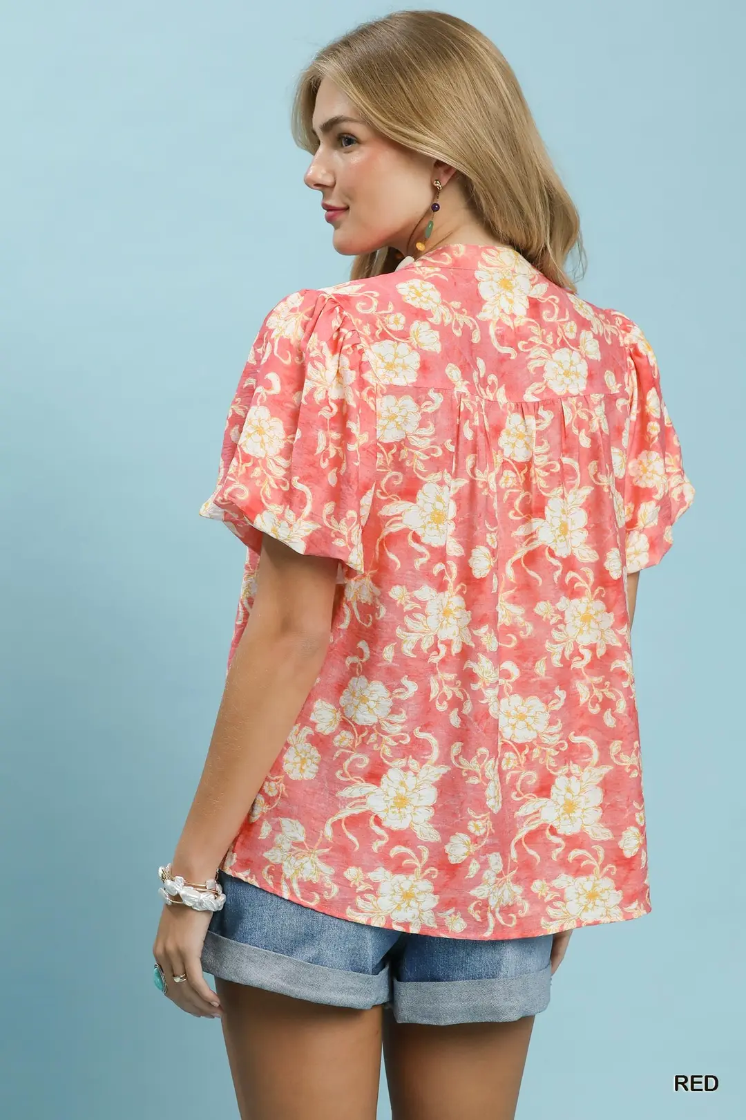 Floral Button-Front Short Sleeve Shirt, image 3