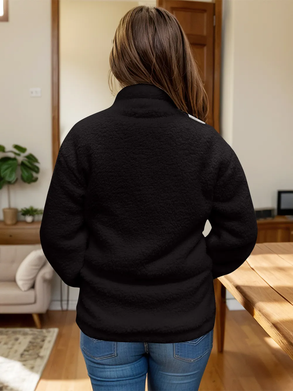 Full Size Turtleneck Zip Up Long Sleeve Sherpa Jacket, image 12