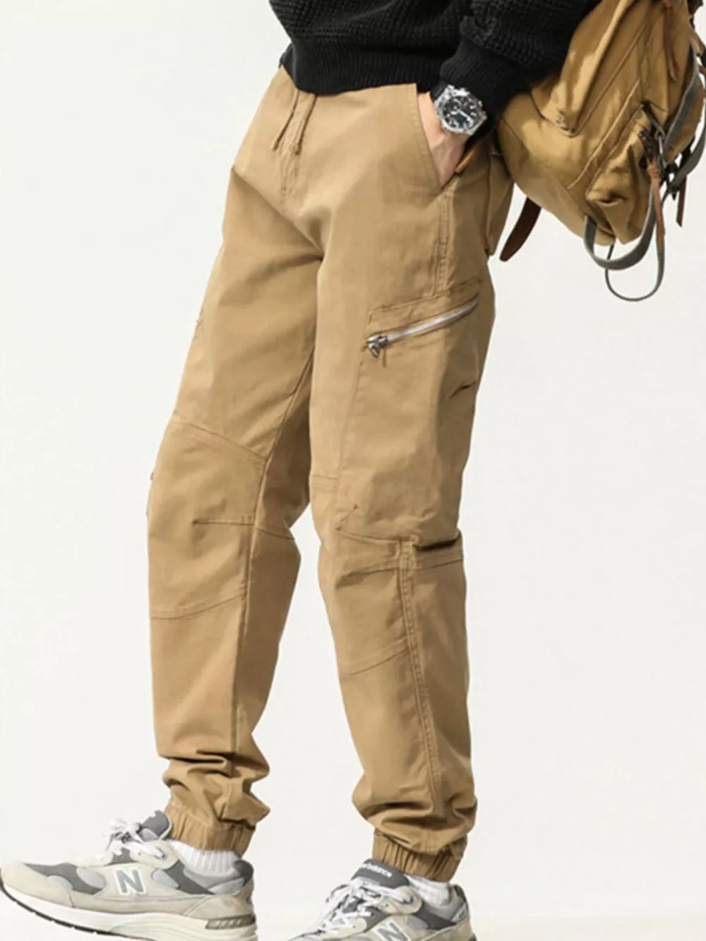 Men's Full Size Casual Cargo Pants with Zipper Pocket Plus Size, image 2