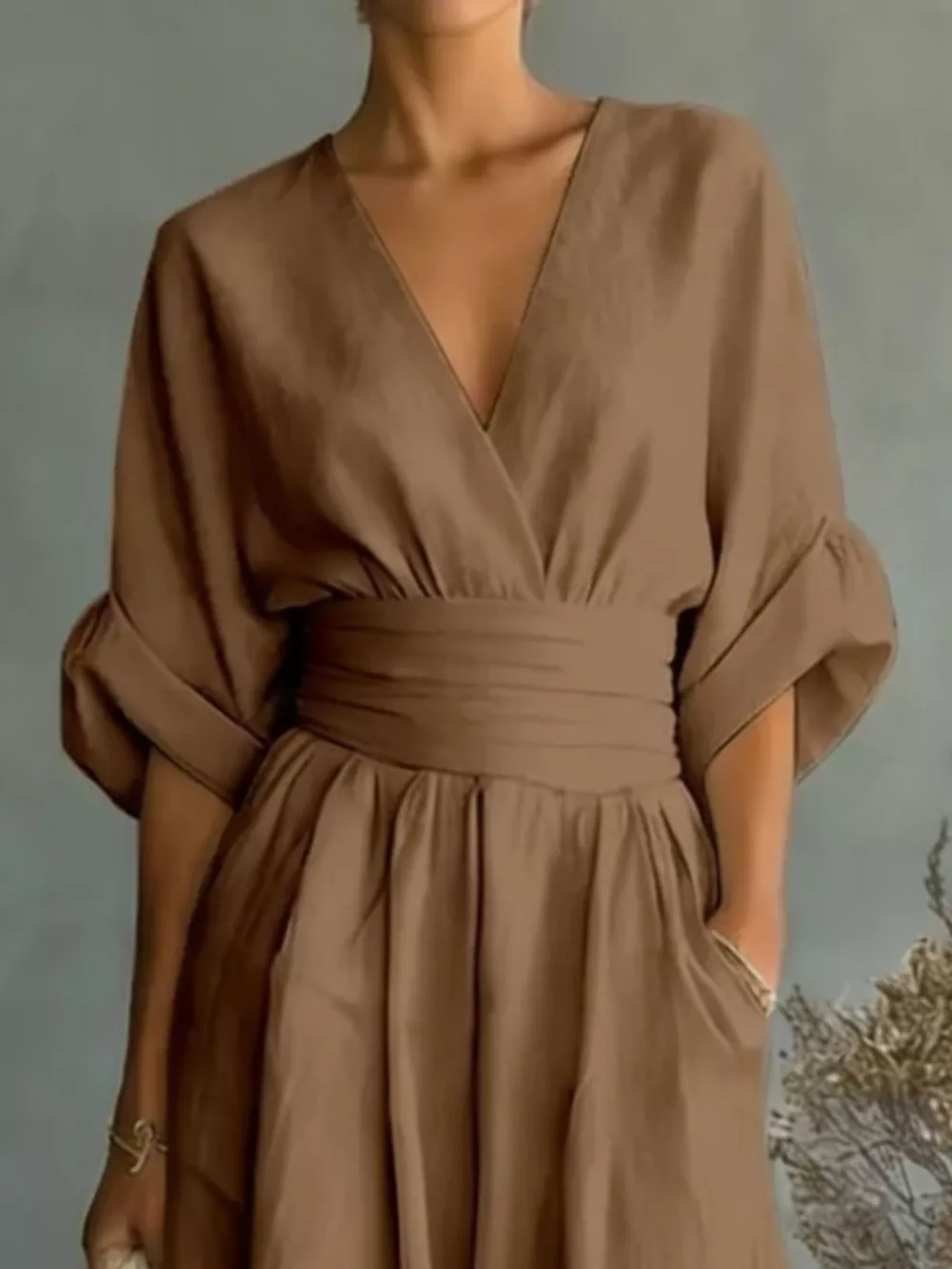 Full Size Half Sleeve Wide-Leg Jumpsuit Plus Size, image 32