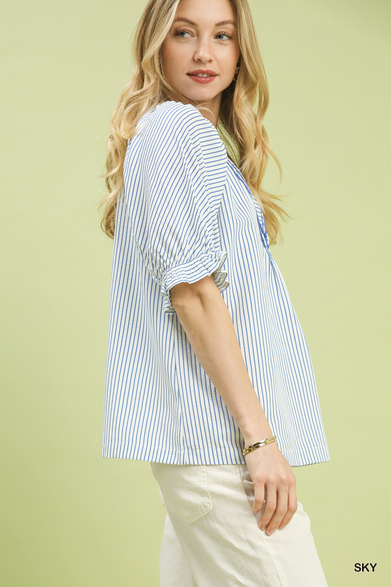 Stripe V-Neck Blouse, image 3